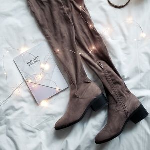 Forever 21 Shoes - Taupe Over the Knee boots Forever 21 Shoes - Taupe Over the Knee boots